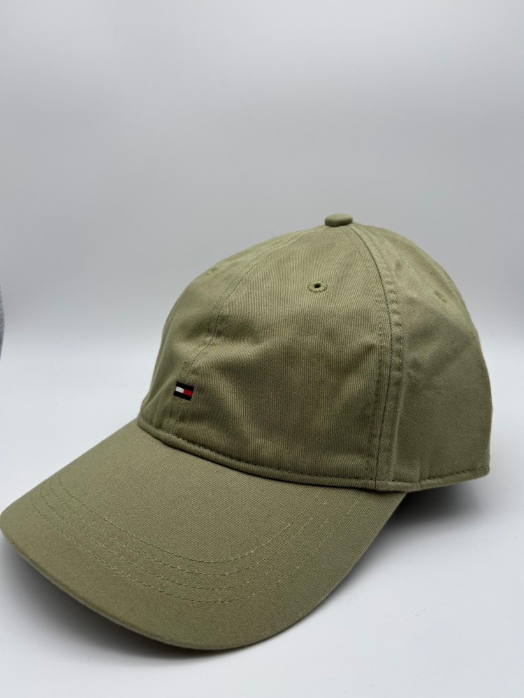 Gorra de algodón Tommy Hilfiger de color verde caqui