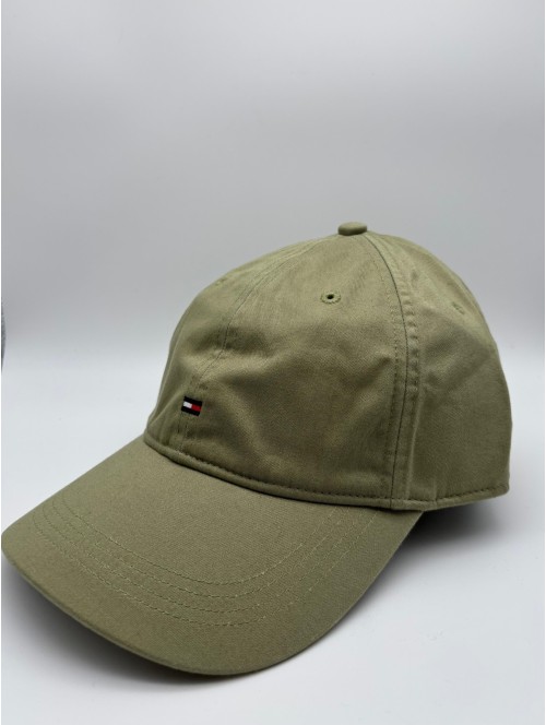 Gorra de algodón Tommy Hilfiger de color verde caqui