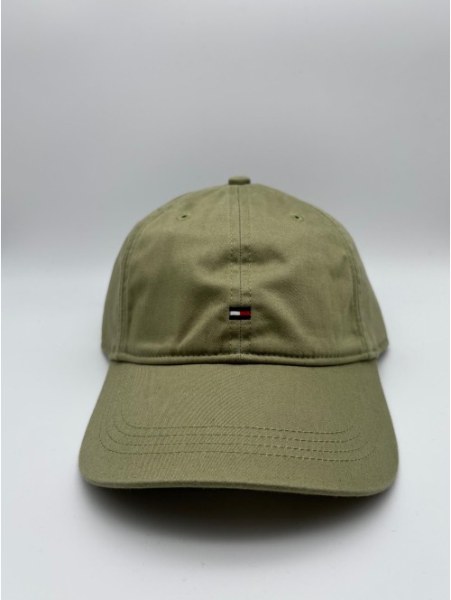 Gorra de algodón Tommy Hilfiger de color verde caqui